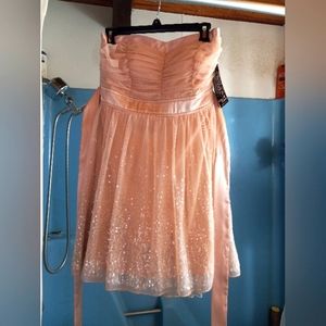 🧁B2G1🧁 Sequin Hearts by My Michelle Peach Sequin Overlay Strapless Dres